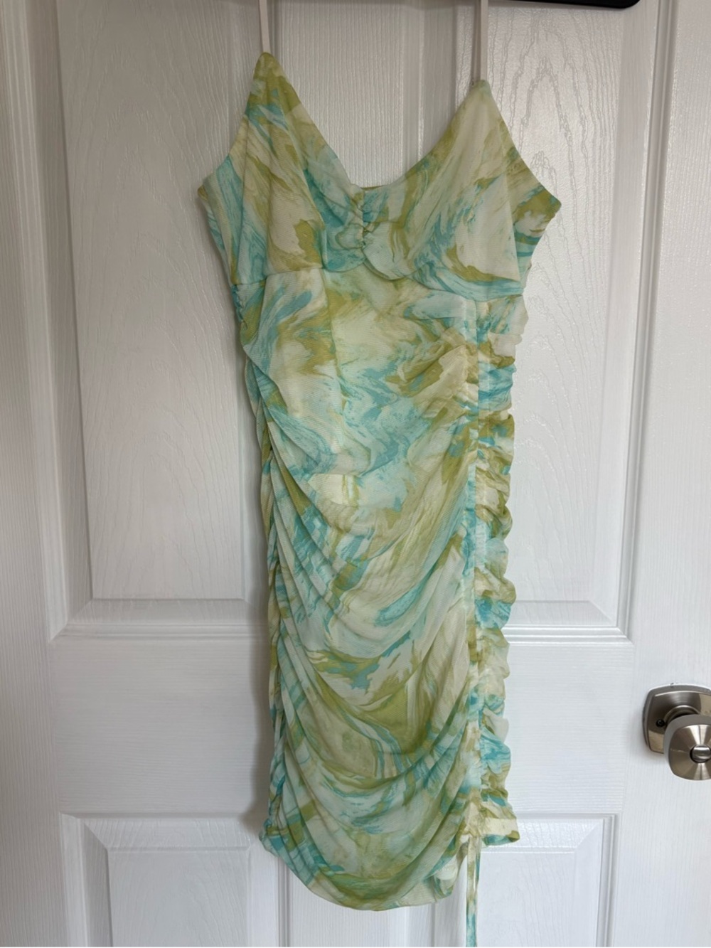 Timing Marble Print Ruched Bodycon Dress